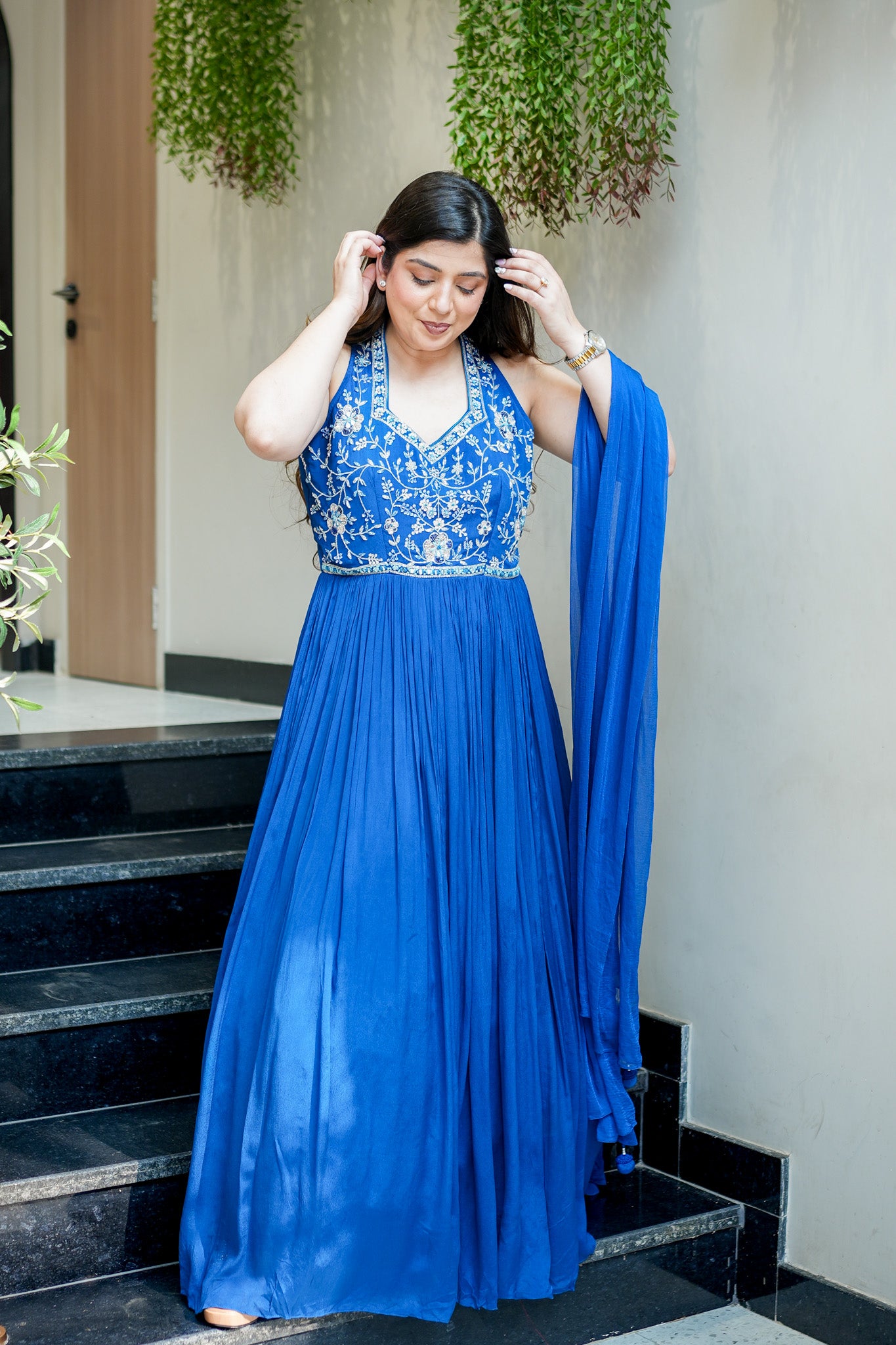 Rehnam Embroidered Gown with Dupatta