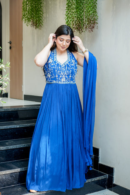 Rehnam Embroidered Gown with Dupatta