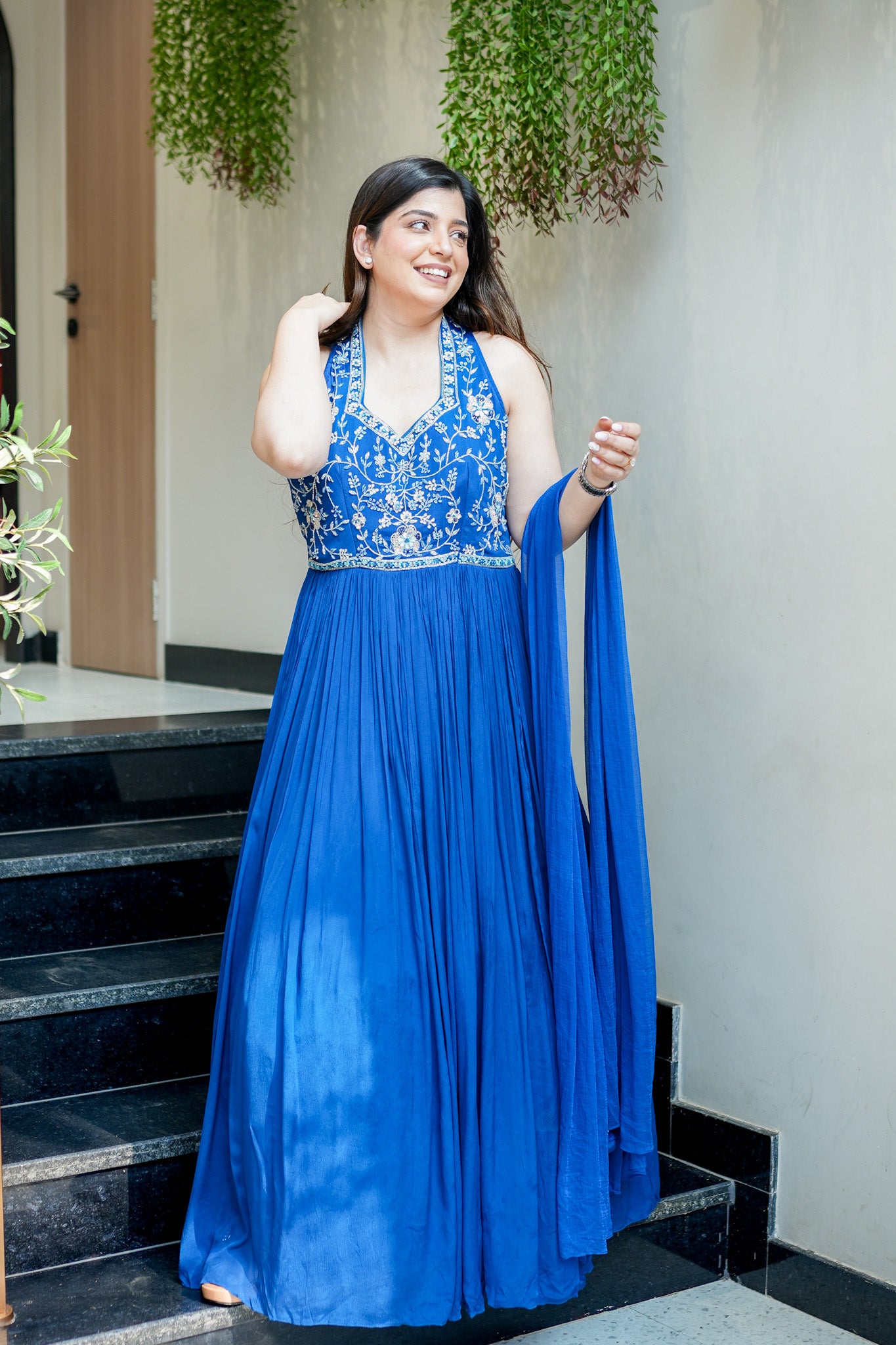 Rehnam Embroidered Gown with Dupatta