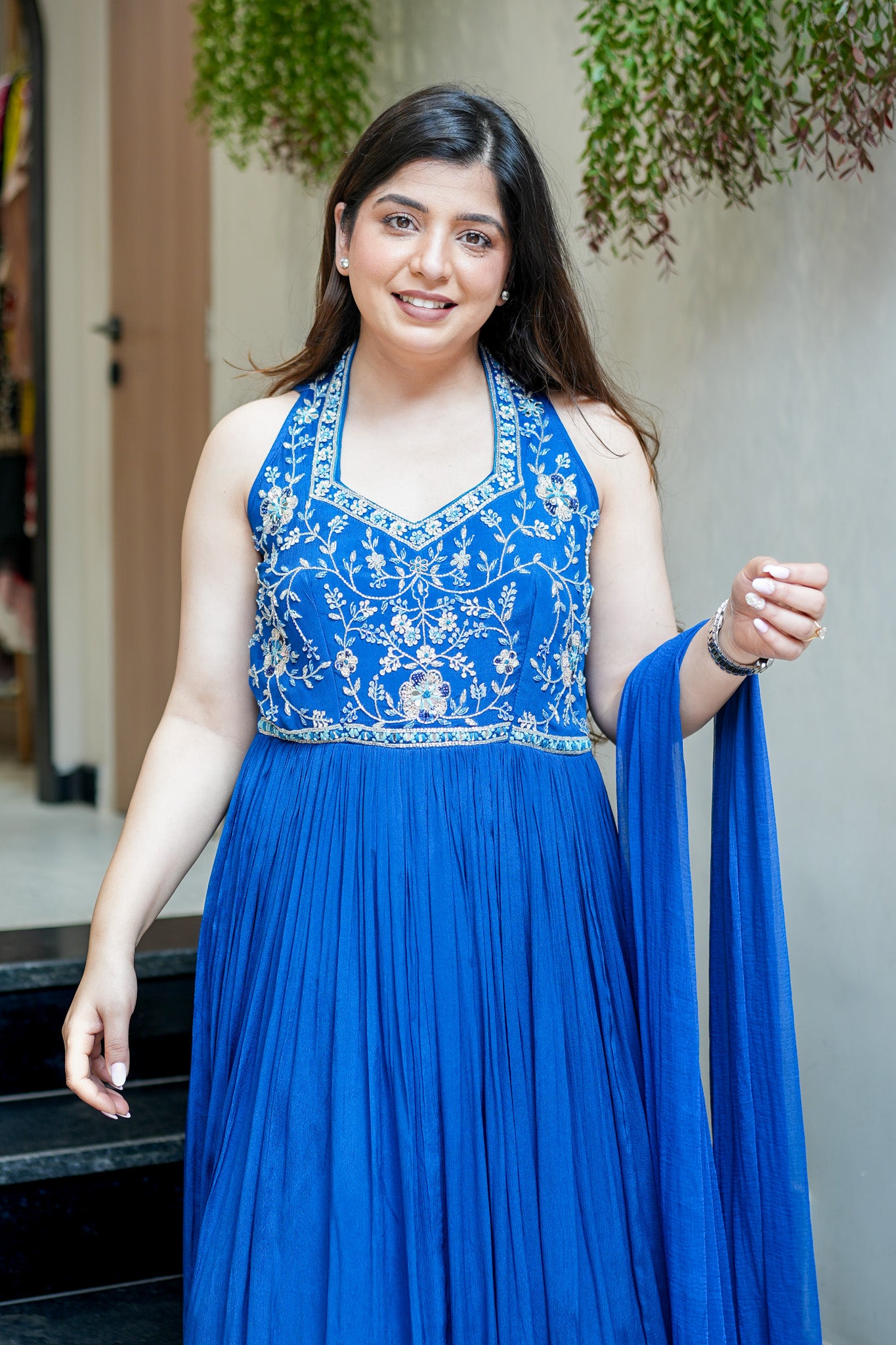 Rehnam Embroidered Gown with Dupatta