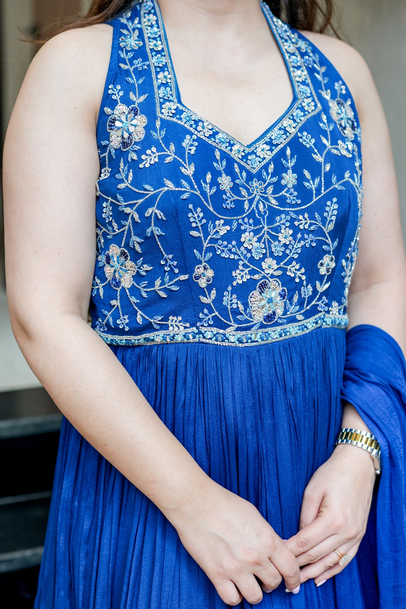 Rehnam Embroidered Gown with Dupatta