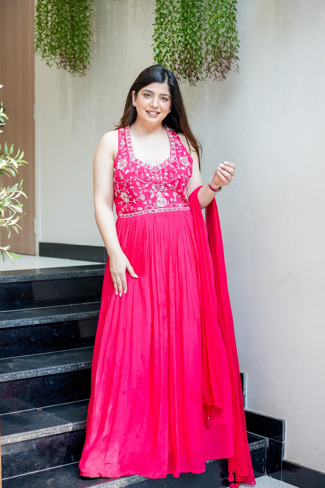 Rehnam Embroidered Gown with Dupatta