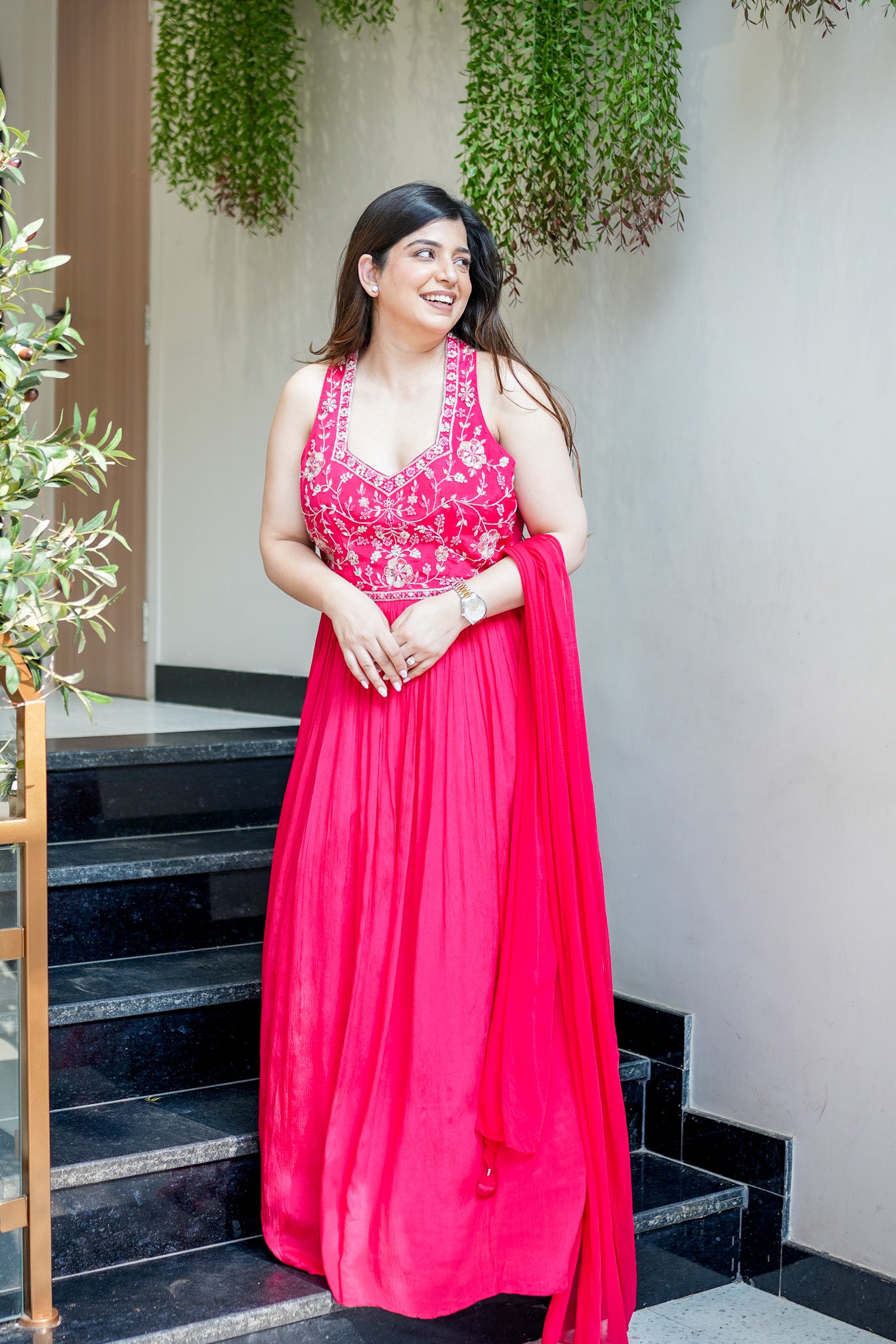 Rehnam Embroidered Gown with Dupatta