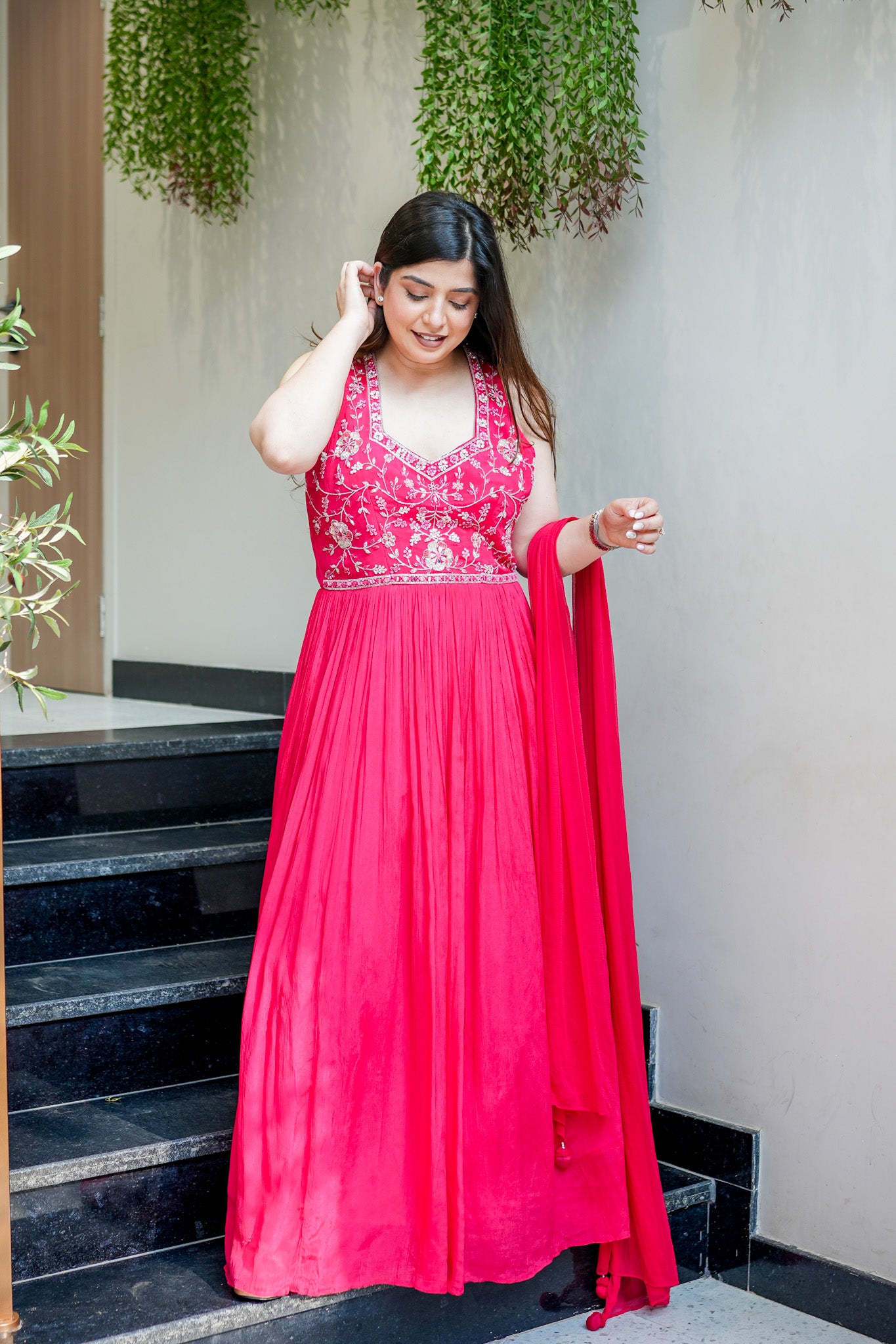 Rehnam Embroidered Gown with Dupatta