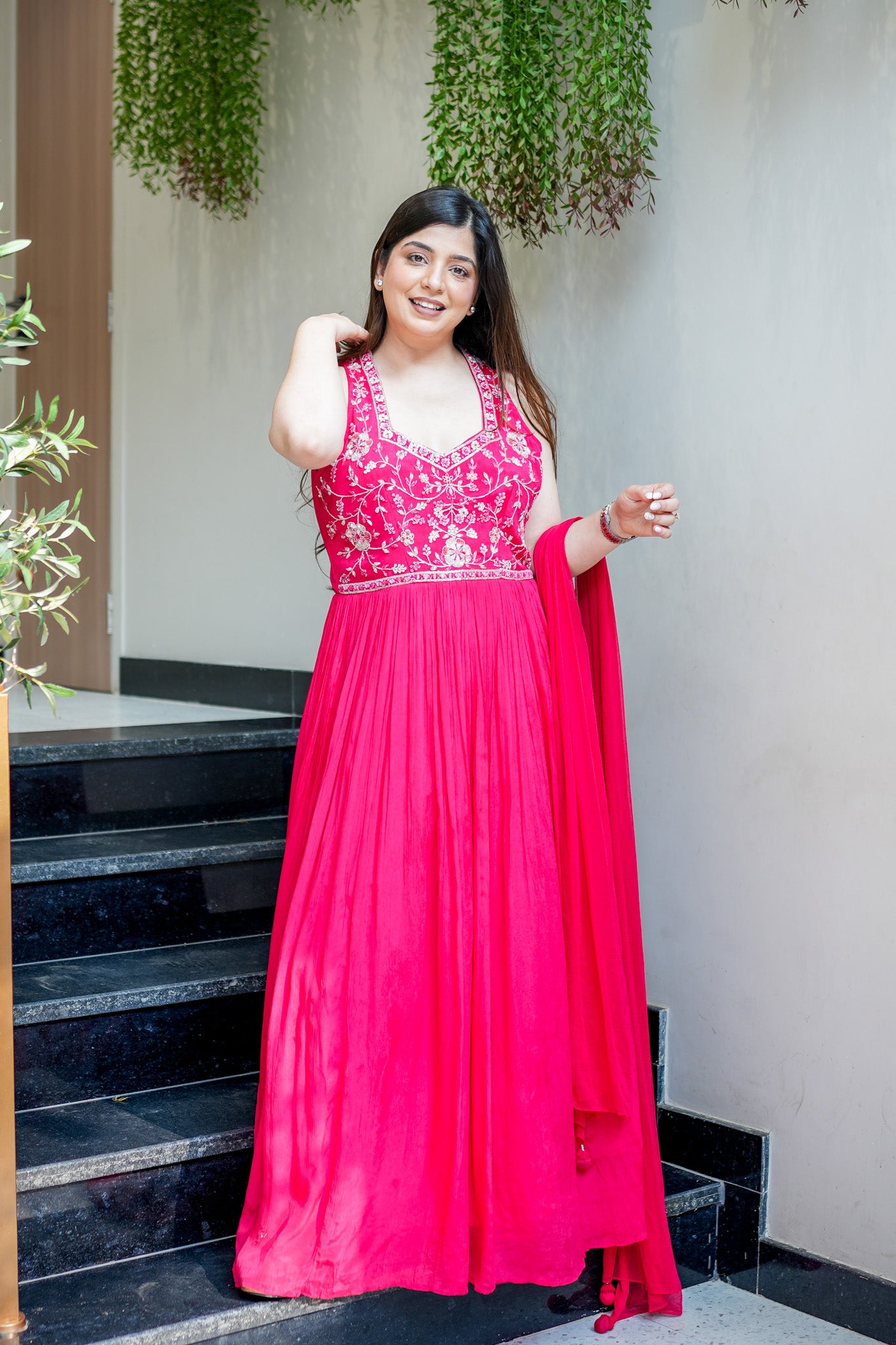 Rehnam Embroidered Gown with Dupatta