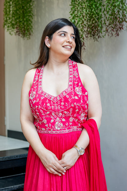 Rehnam Embroidered Gown with Dupatta