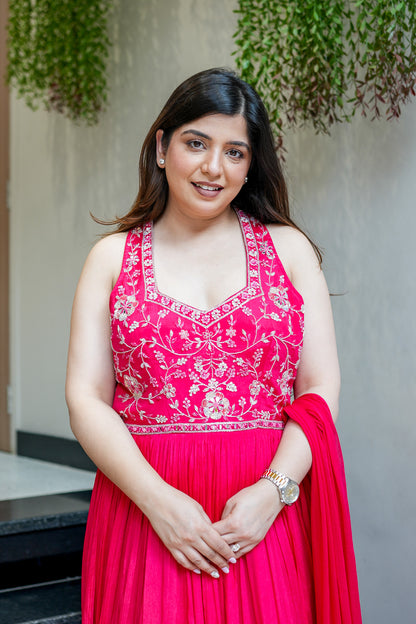 Rehnam Embroidered Gown with Dupatta