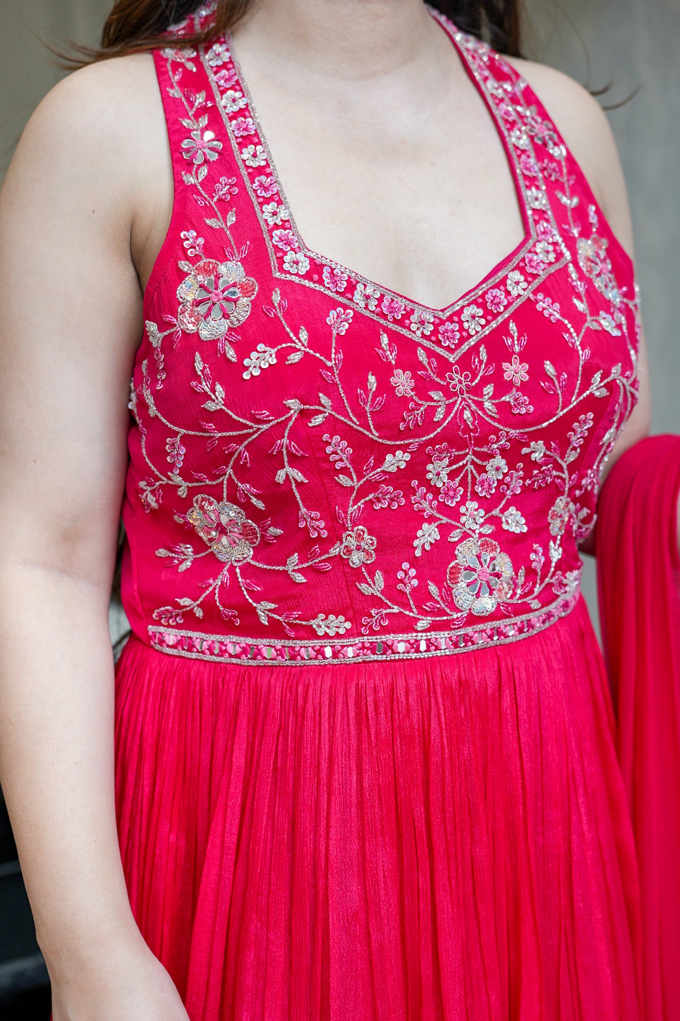 Rehnam Embroidered Gown with Dupatta