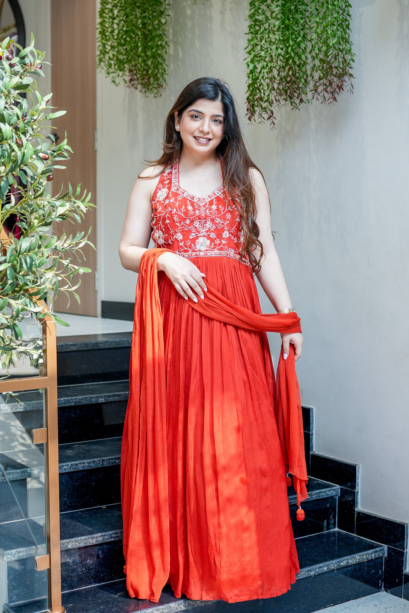 Rehnam Embroidered Gown with Dupatta