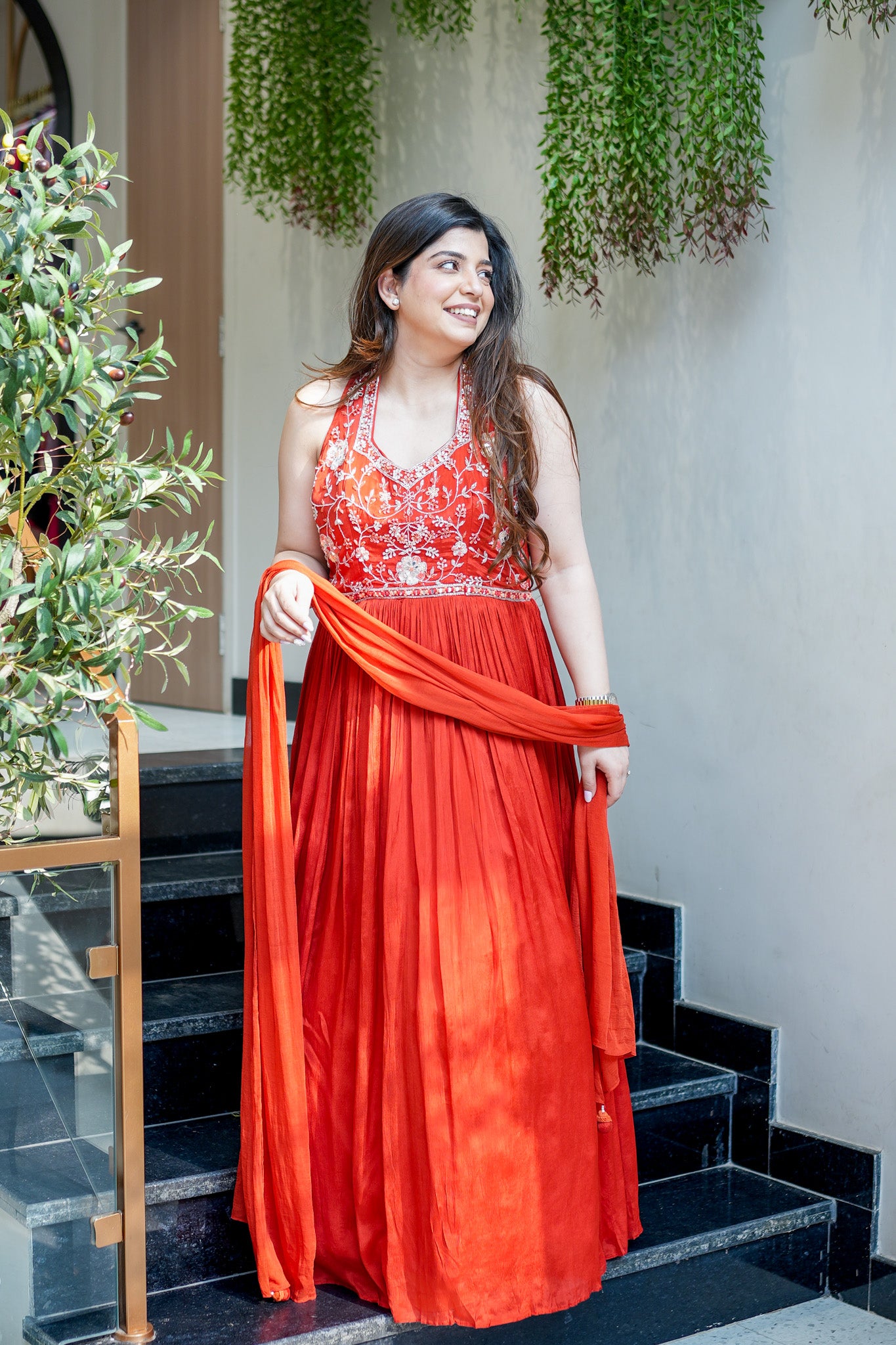 Rehnam Embroidered Gown with Dupatta