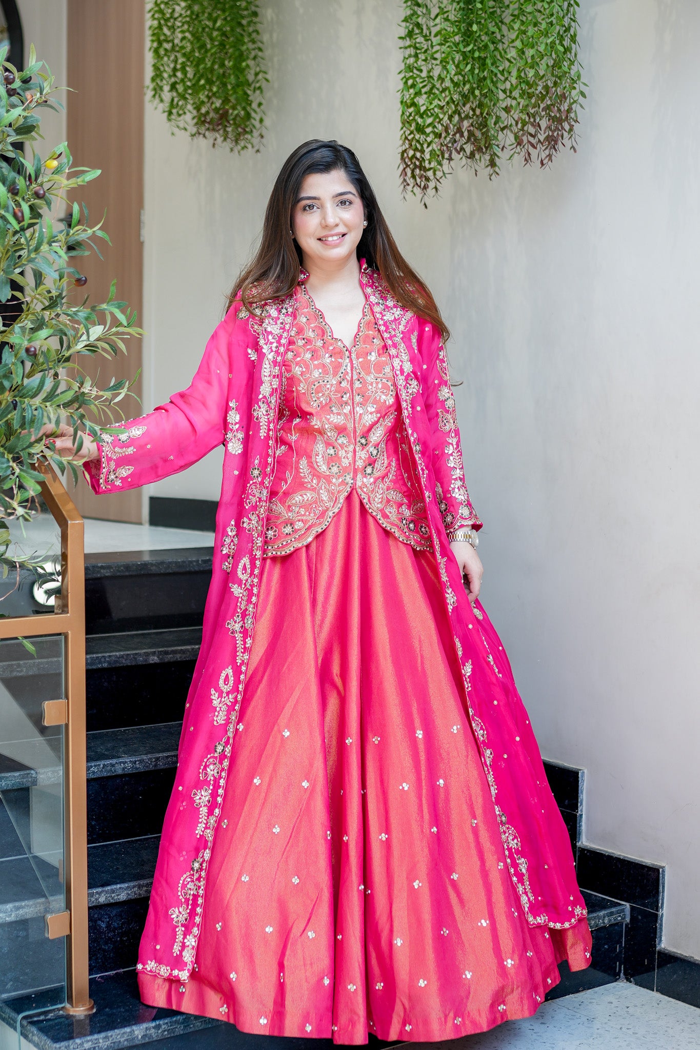 Ruwi Hand Embroidered Lehenga with Cape