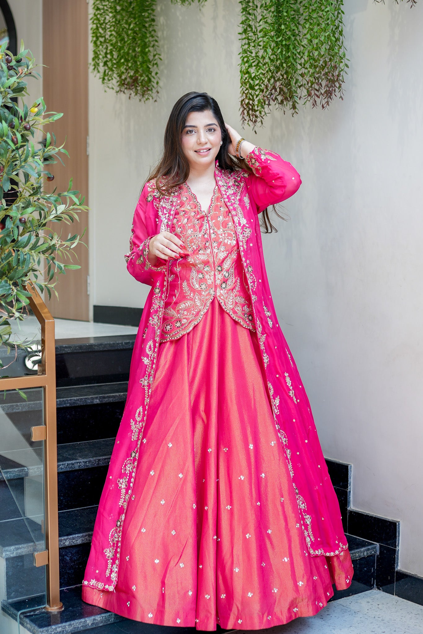 Ruwi Hand Embroidered Lehenga with Cape