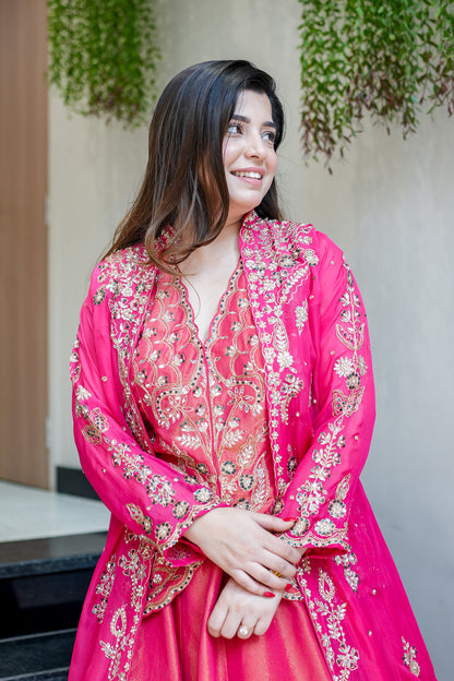 Ruwi Hand Embroidered Lehenga with Cape