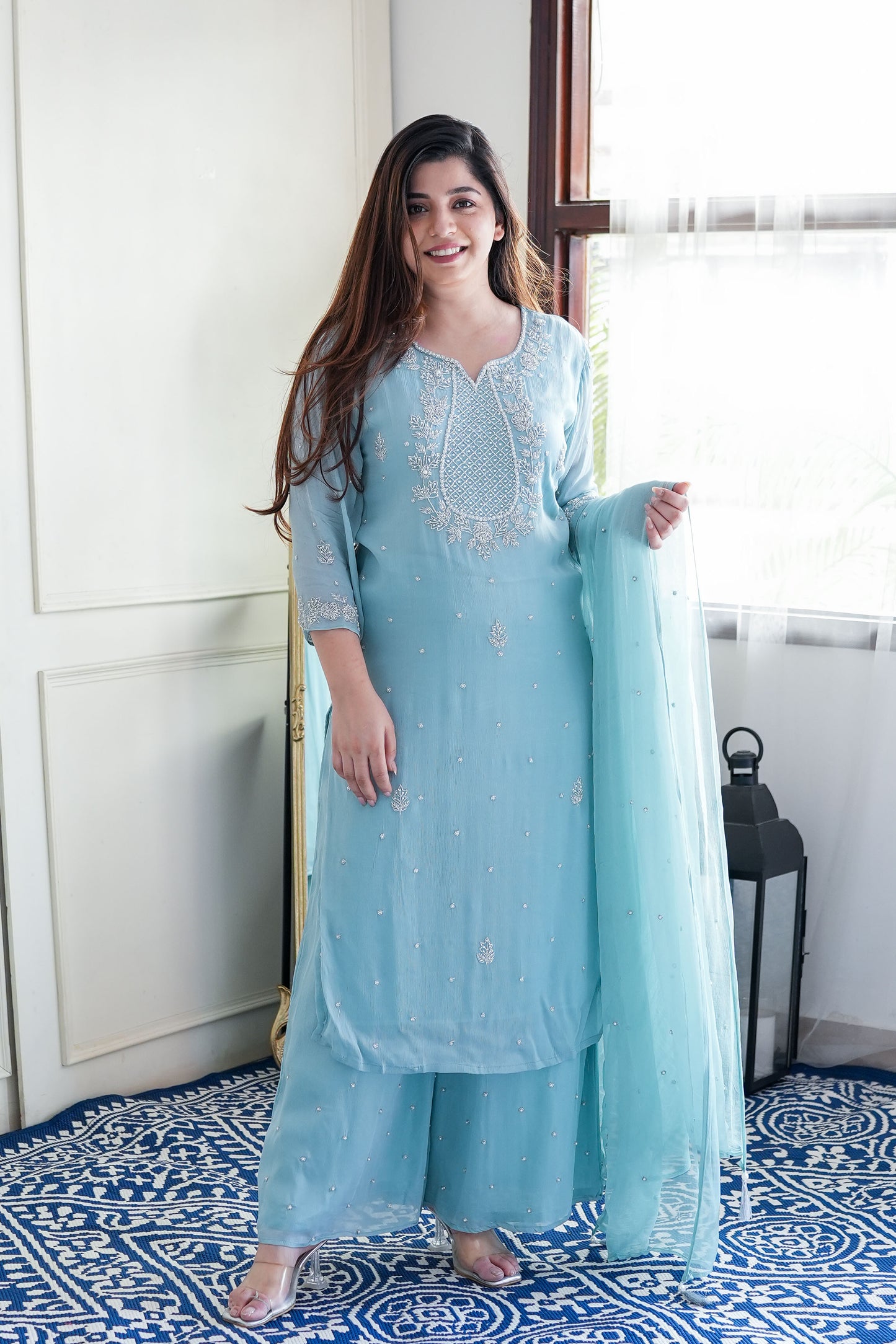 Nyraa Blue Georgette Suit Set