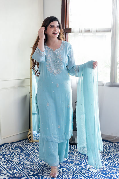 Nyraa Blue Georgette Suit Set