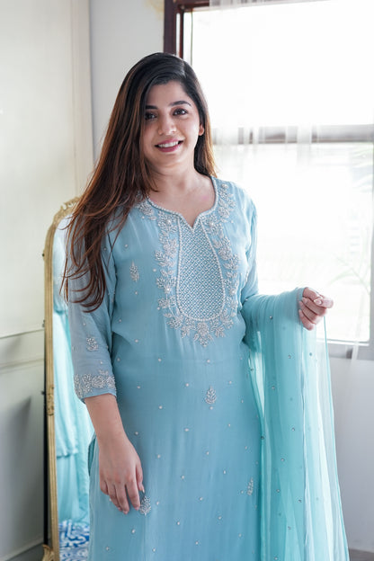 Nyraa Blue Georgette Suit Set