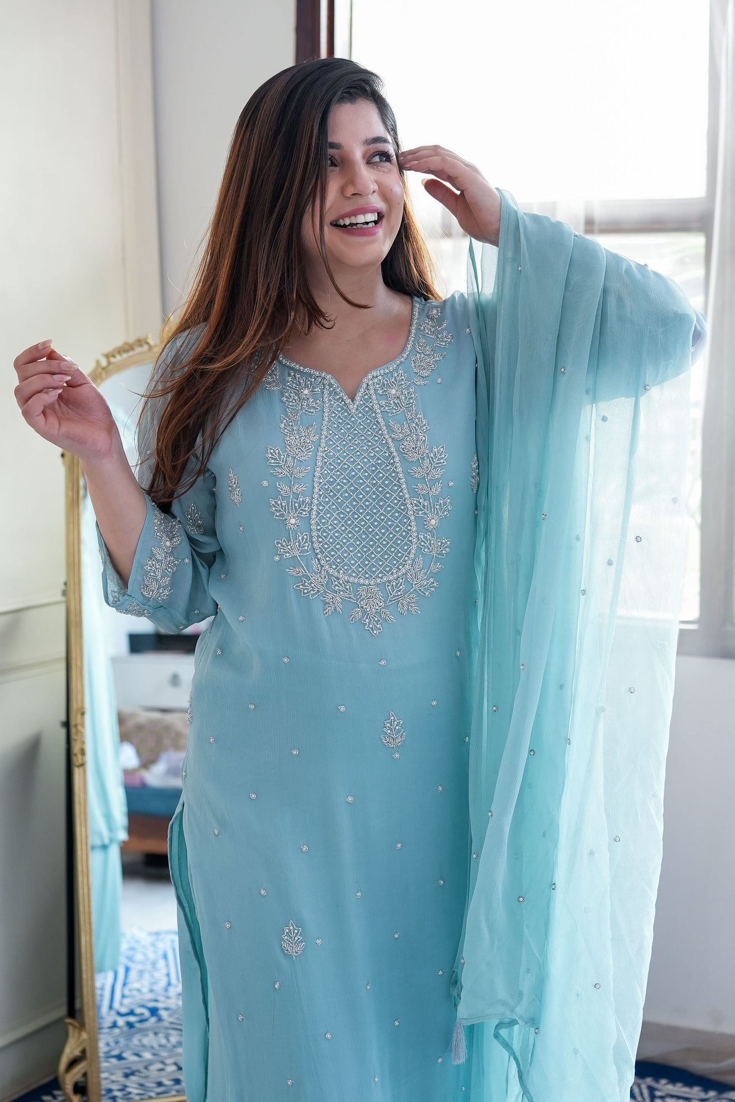 Nyraa Blue Georgette Suit Set