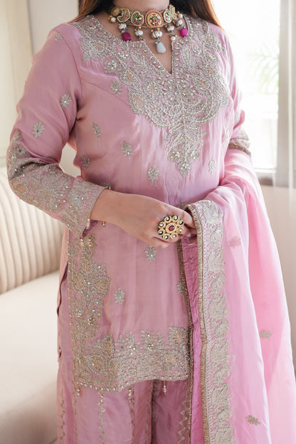 Suhana Luxe Pink Embroidered Garara Set