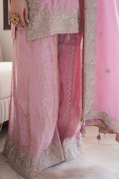 Suhana Luxe Pink Embroidered Garara Set