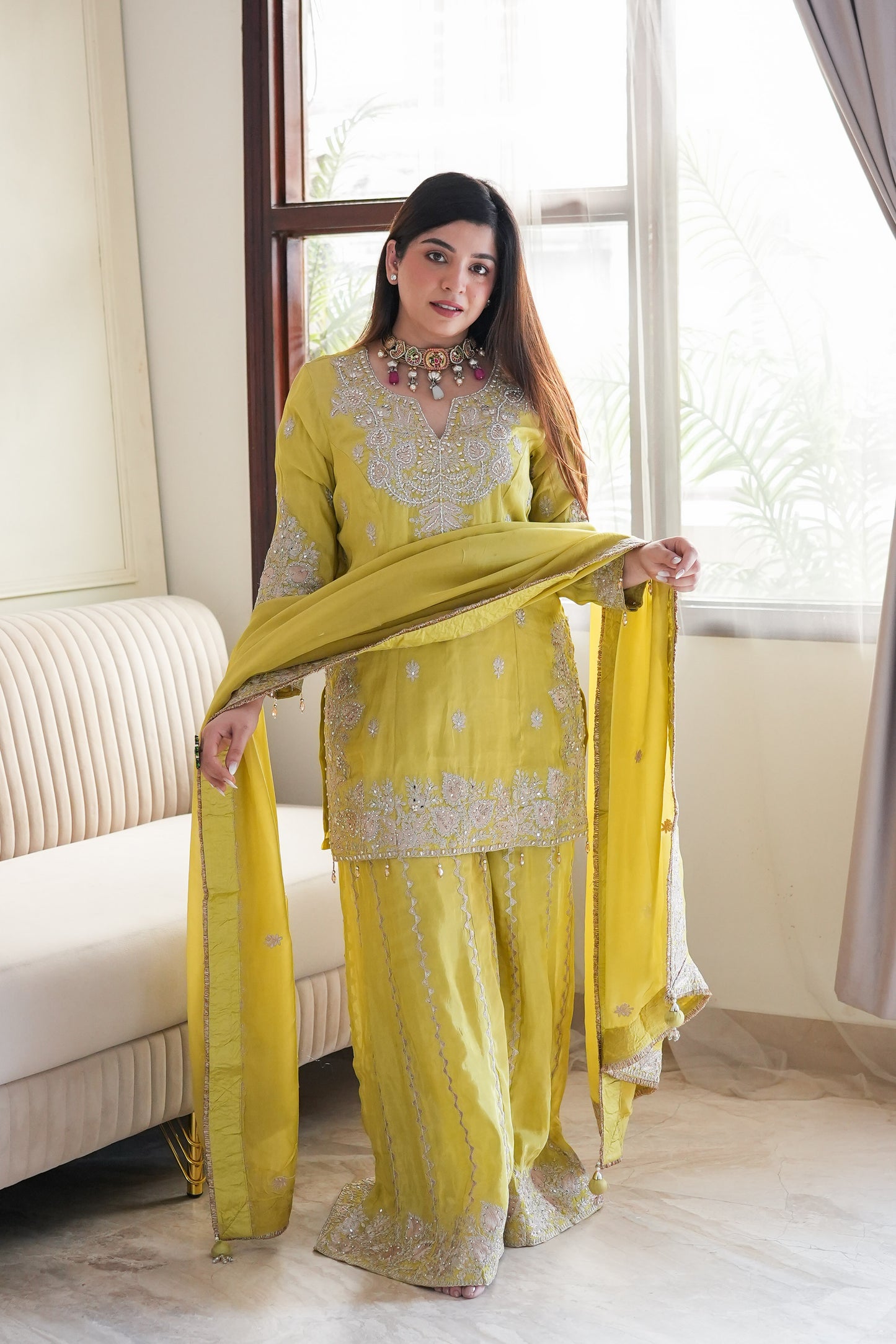 Suhana Luxe Green Embroidered Garara Set