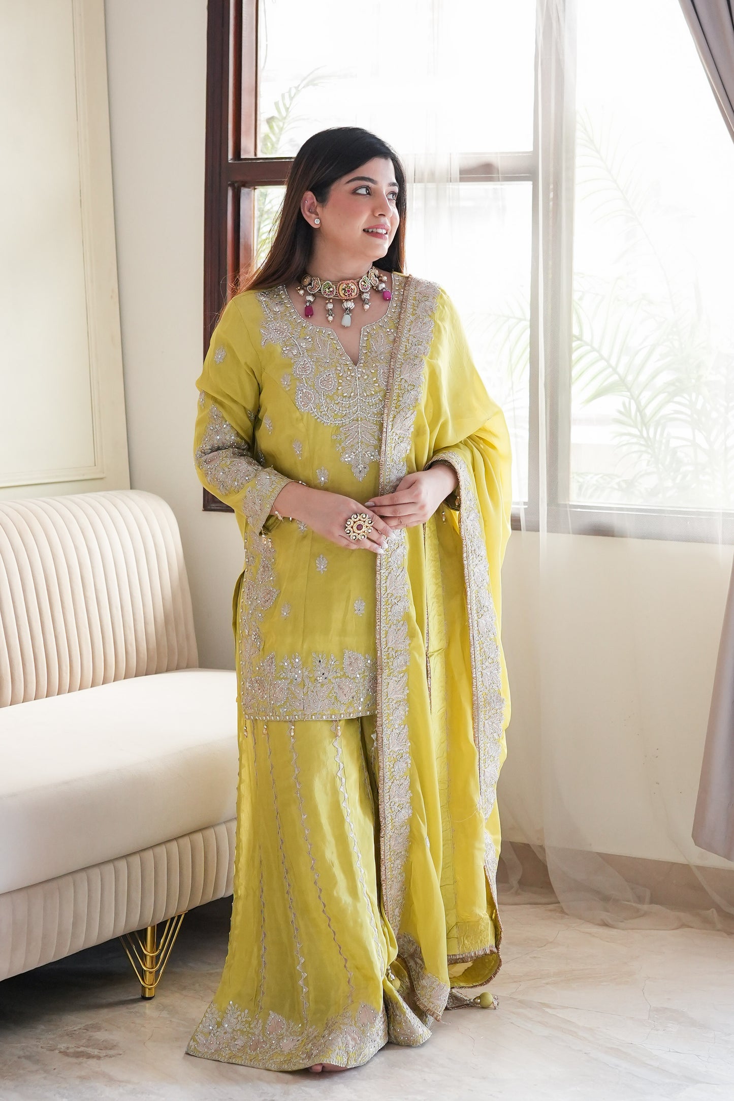 Suhana Luxe Green Embroidered Garara Set