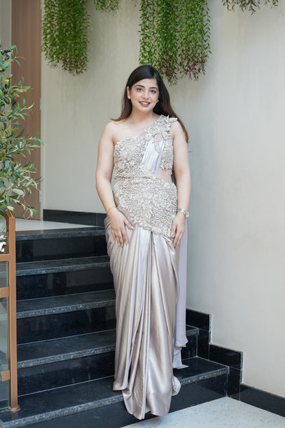 Adani Hand Embroidered Drape Saree