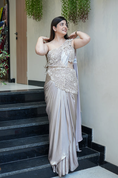 Adani Hand Embroidered Drape Saree