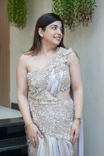 Adani Hand Embroidered Drape Saree