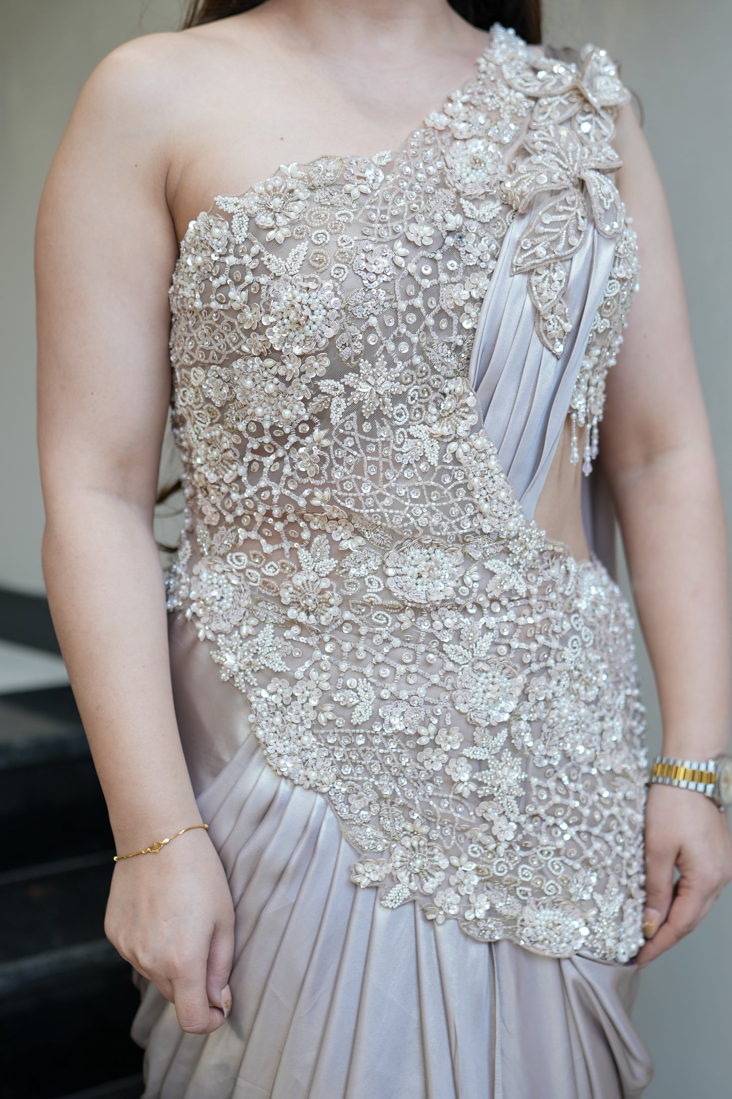 Adani Hand Embroidered Drape Saree