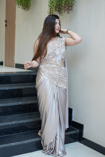 Adani Hand Embroidered Drape Saree