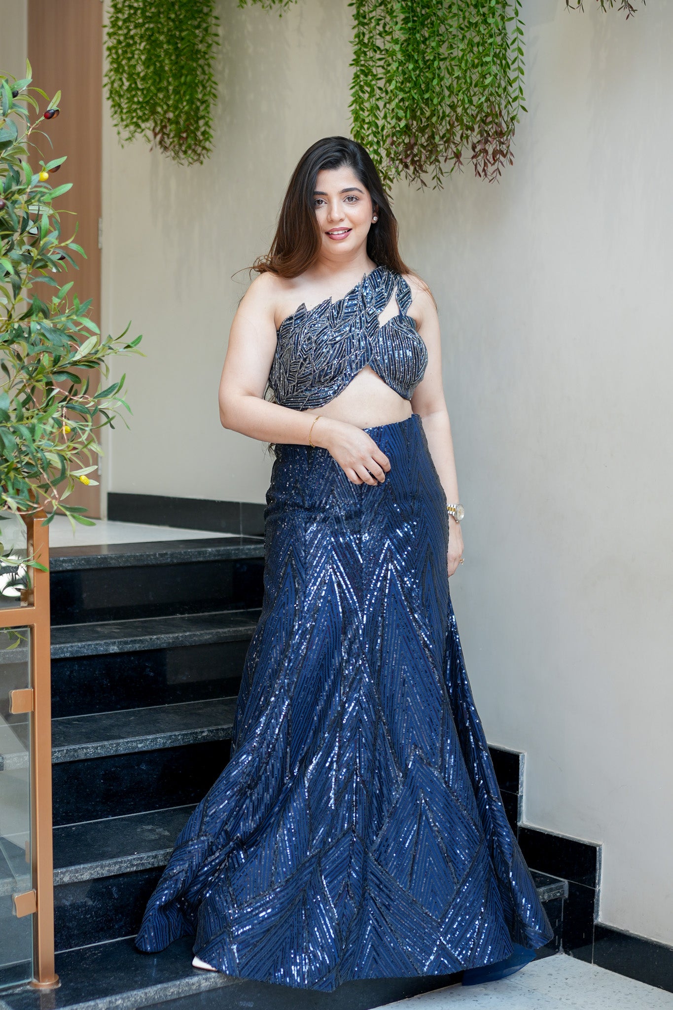 Keerab Hand Embroidered Fish Cut Lehenga