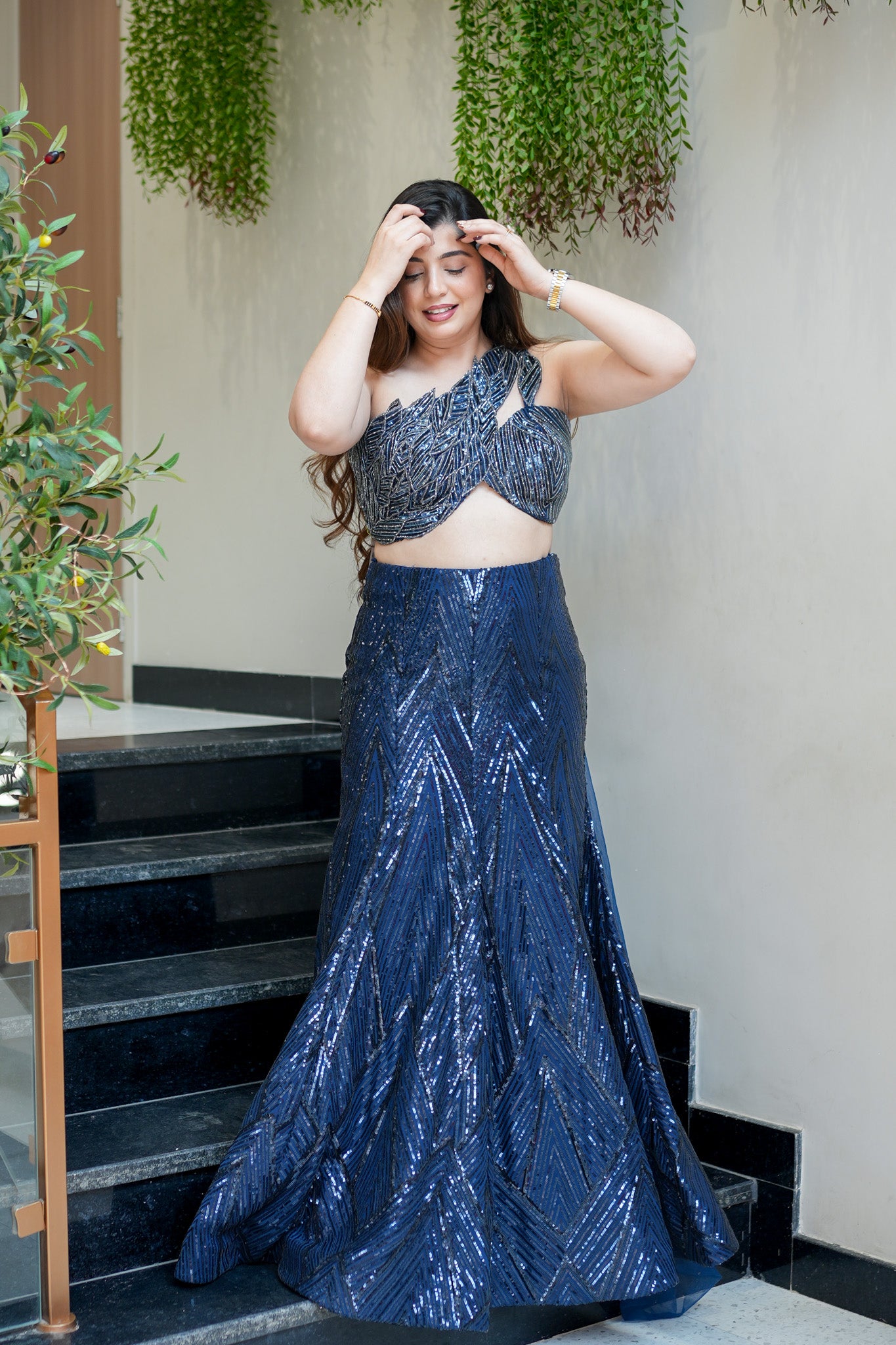 Keerab Hand Embroidered Fish Cut Lehenga