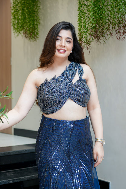 Keerab Hand Embroidered Fish Cut Lehenga