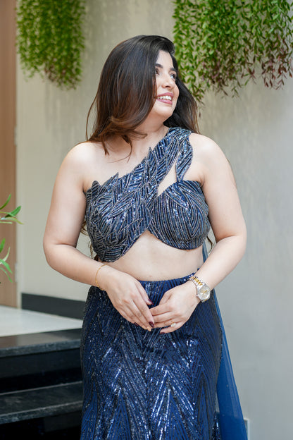 Keerab Hand Embroidered Fish Cut Lehenga