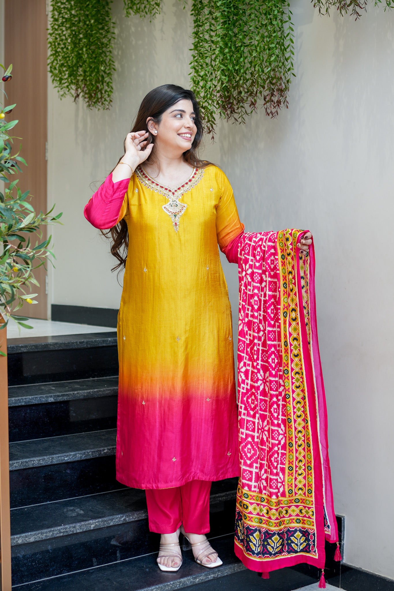 Ayat Embroidered Silk Suit Set