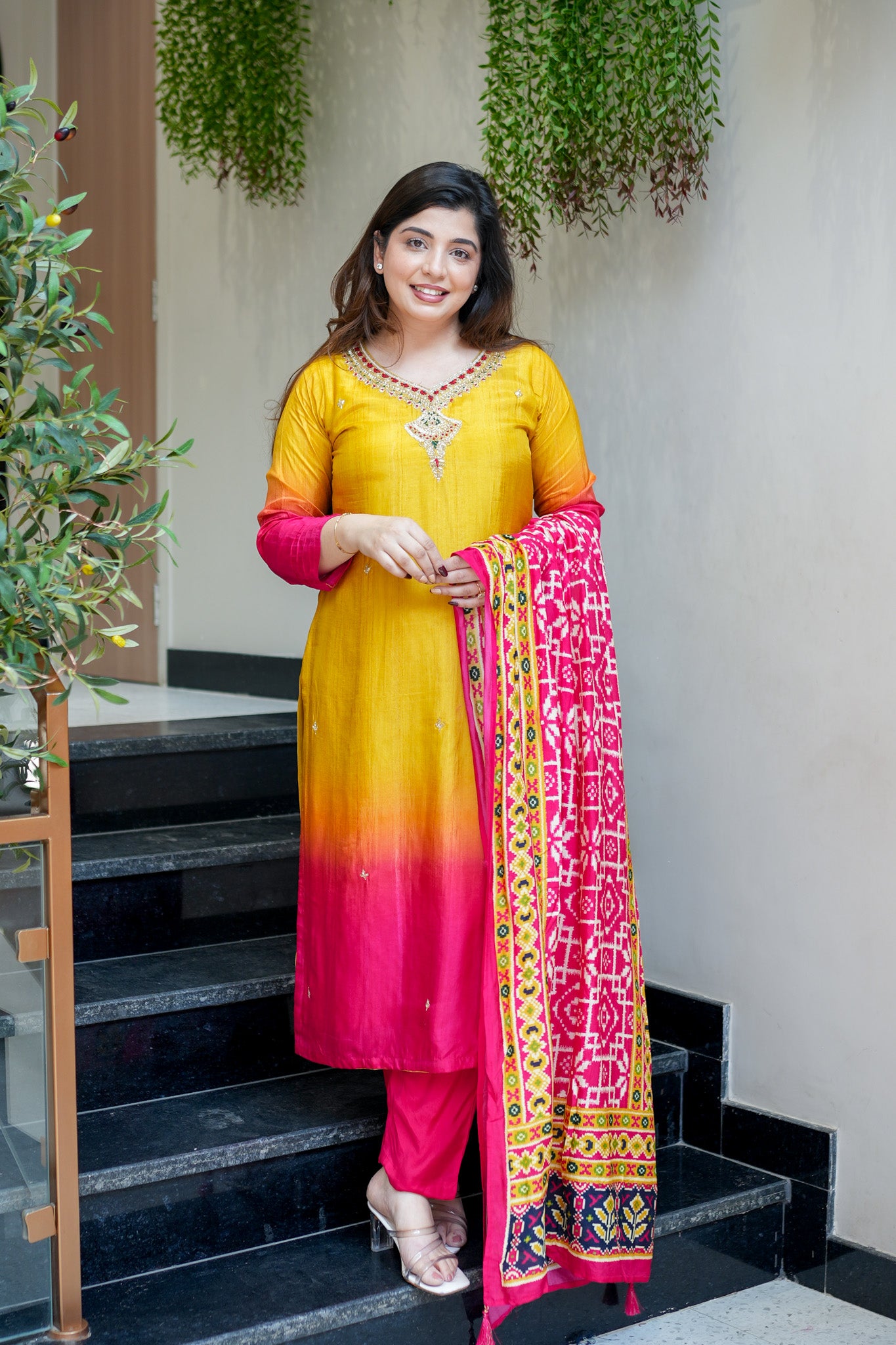 Ayat Embroidered Silk Suit Set