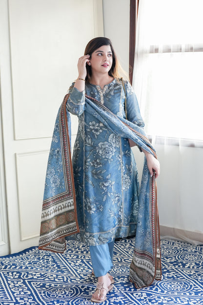 Nafisa Floral Printed Shimmer Suit Set