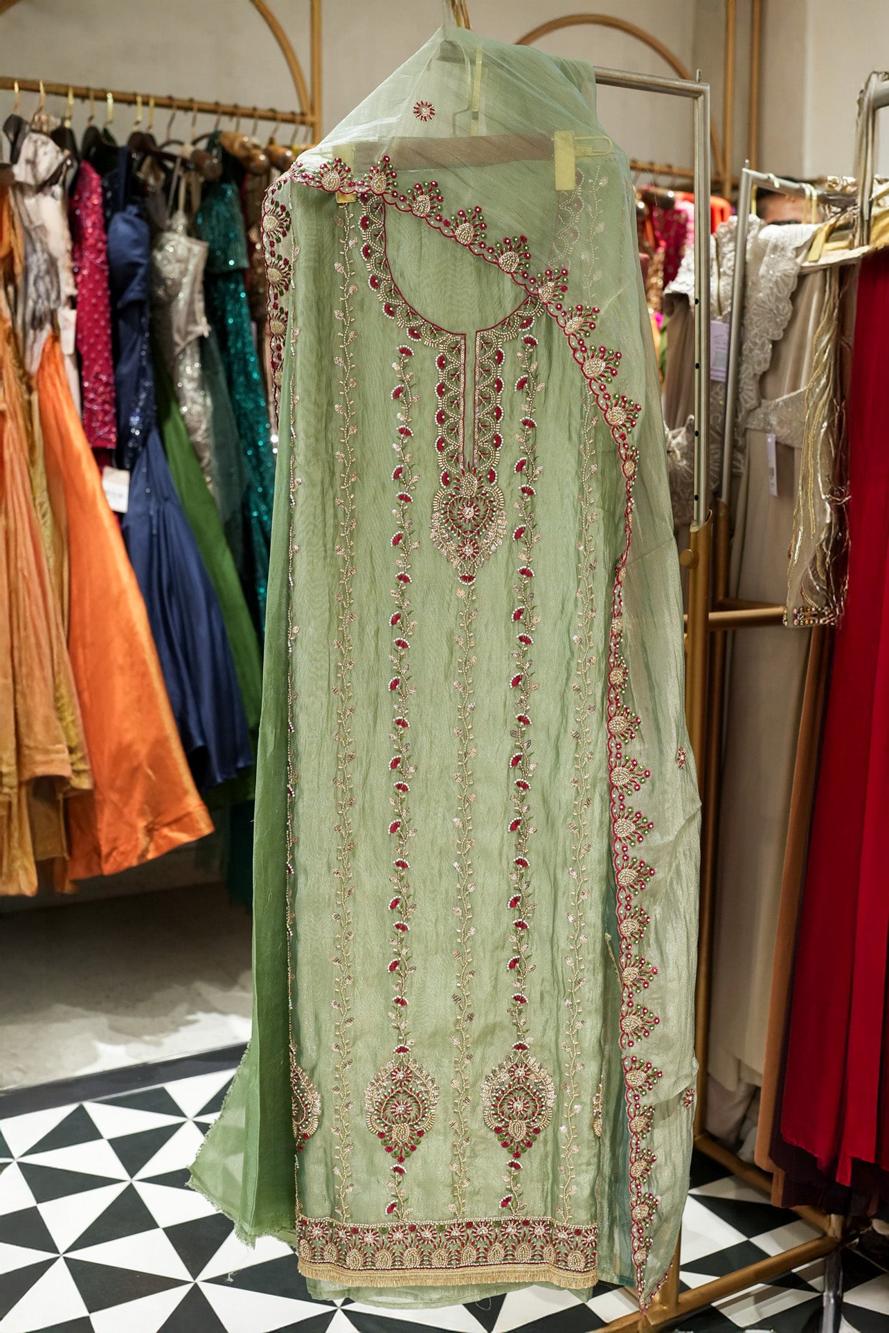 Trisha Hand Embroidered Unstitched Suit Set