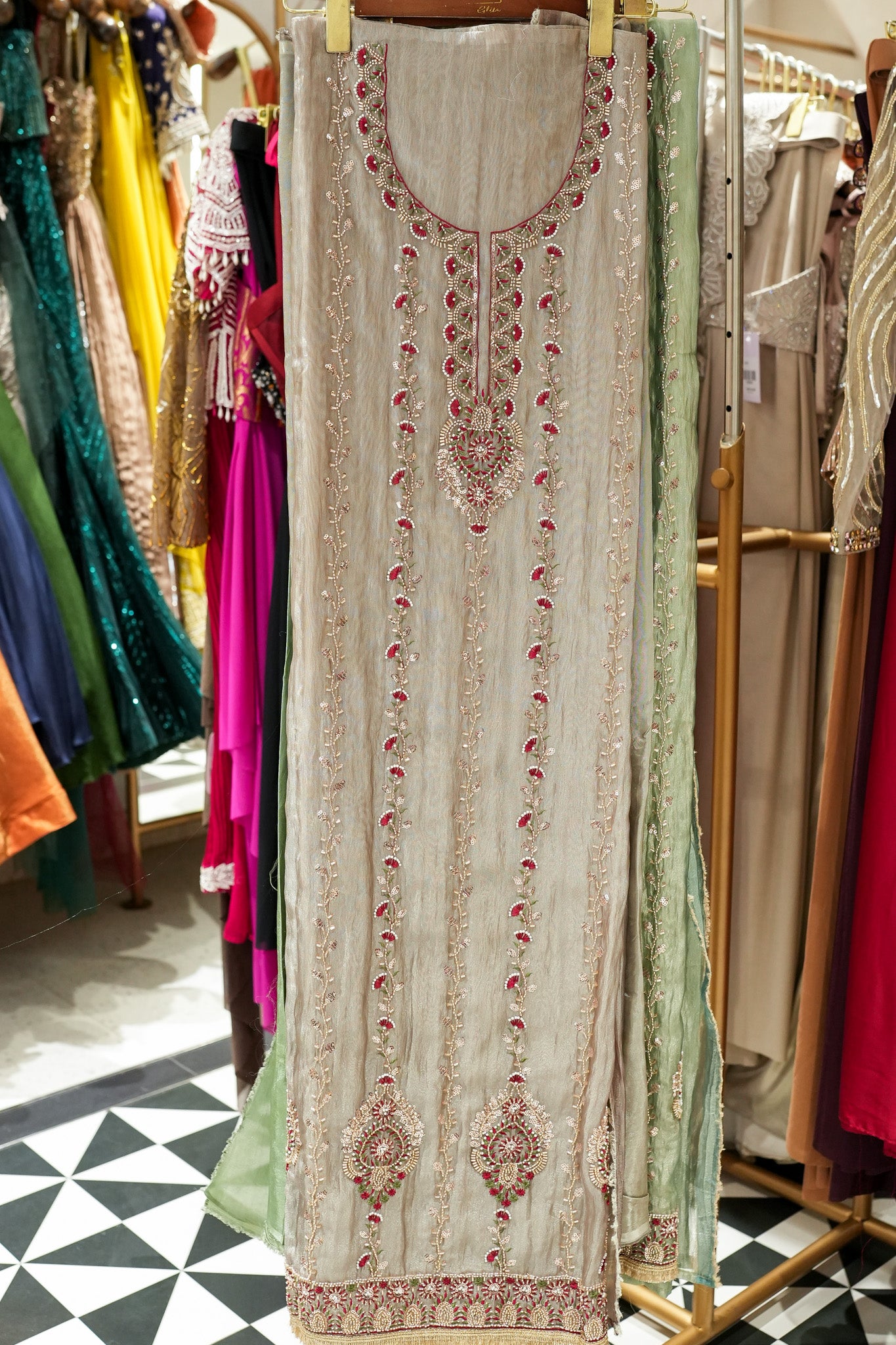 Trisha Hand Embroidered Unstitched Suit Set