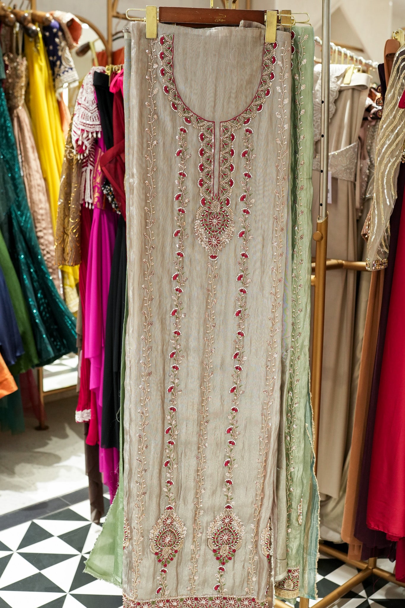 Trisha Hand Embroidered Unstitched Suit Set