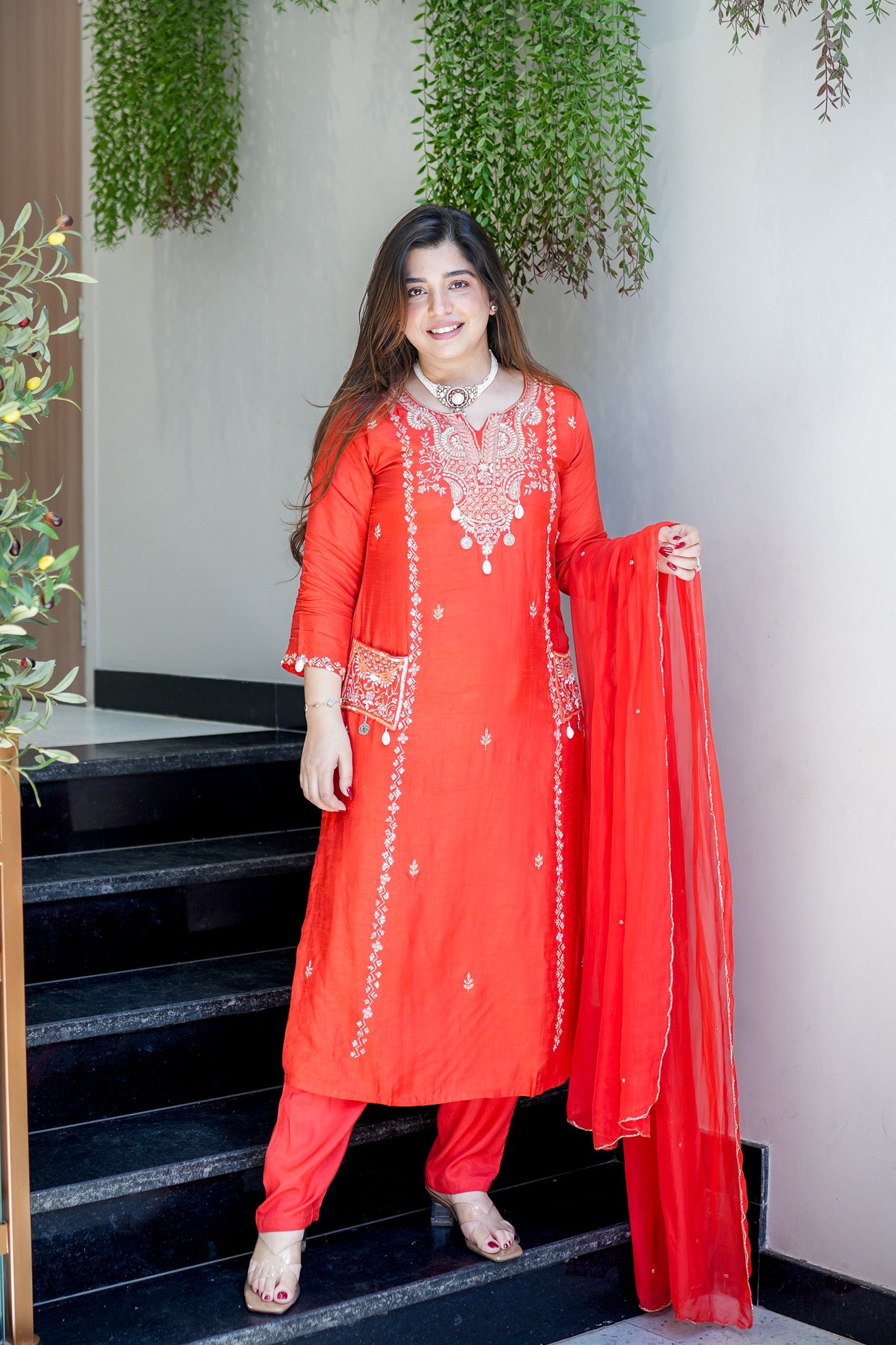 Rivya Embroidered Straight Suit Set