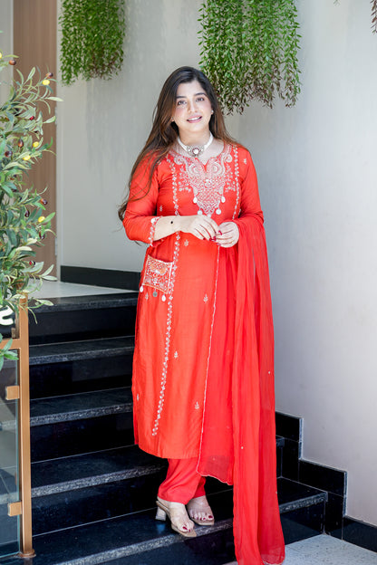 Rivya Embroidered Straight Suit Set