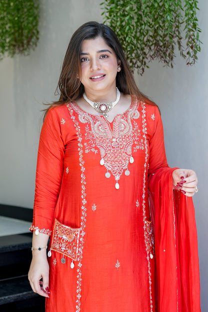 Rivya Embroidered Straight Suit Set
