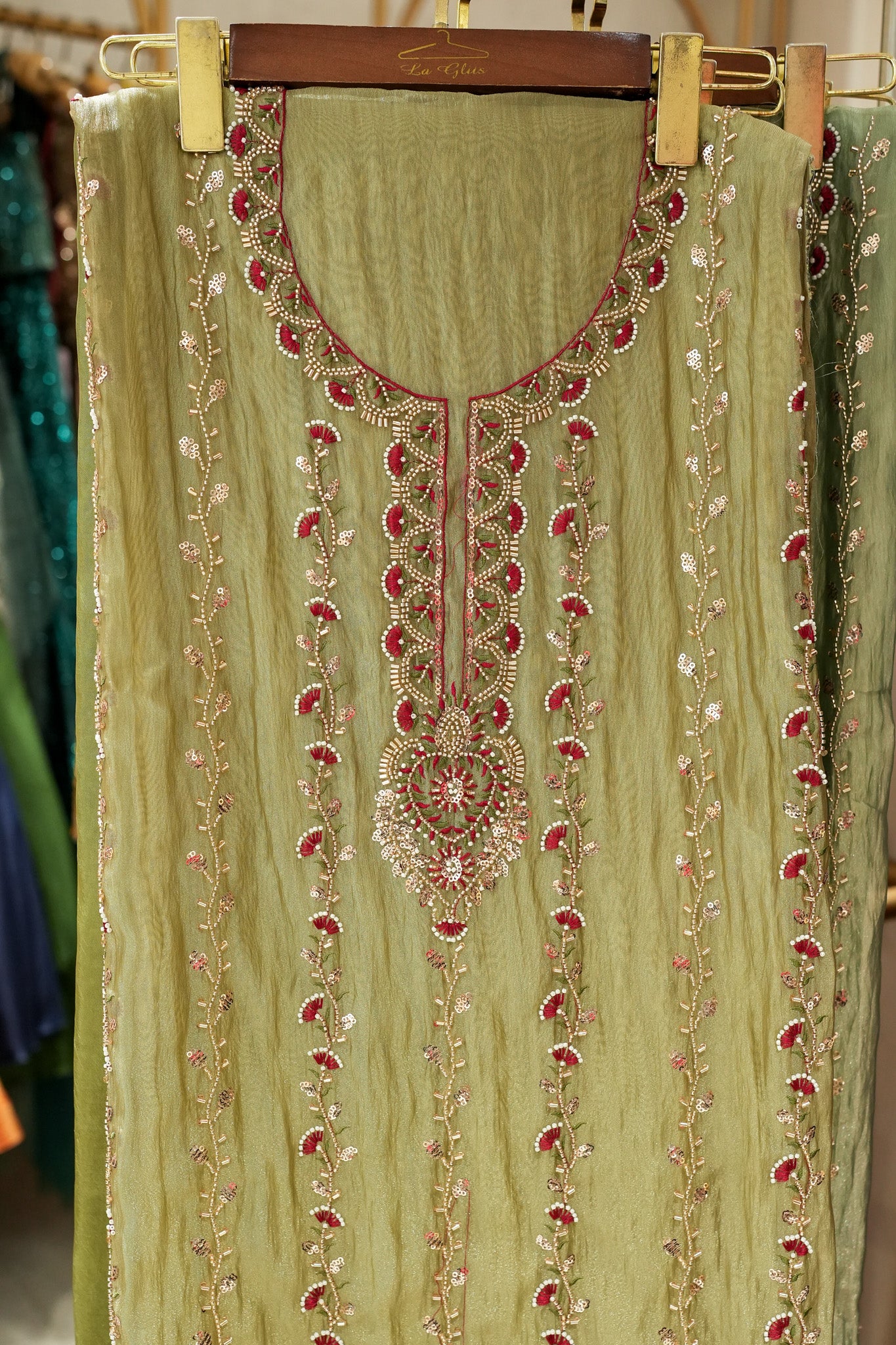 Trisha Hand Embroidered Unstitched Suit Set