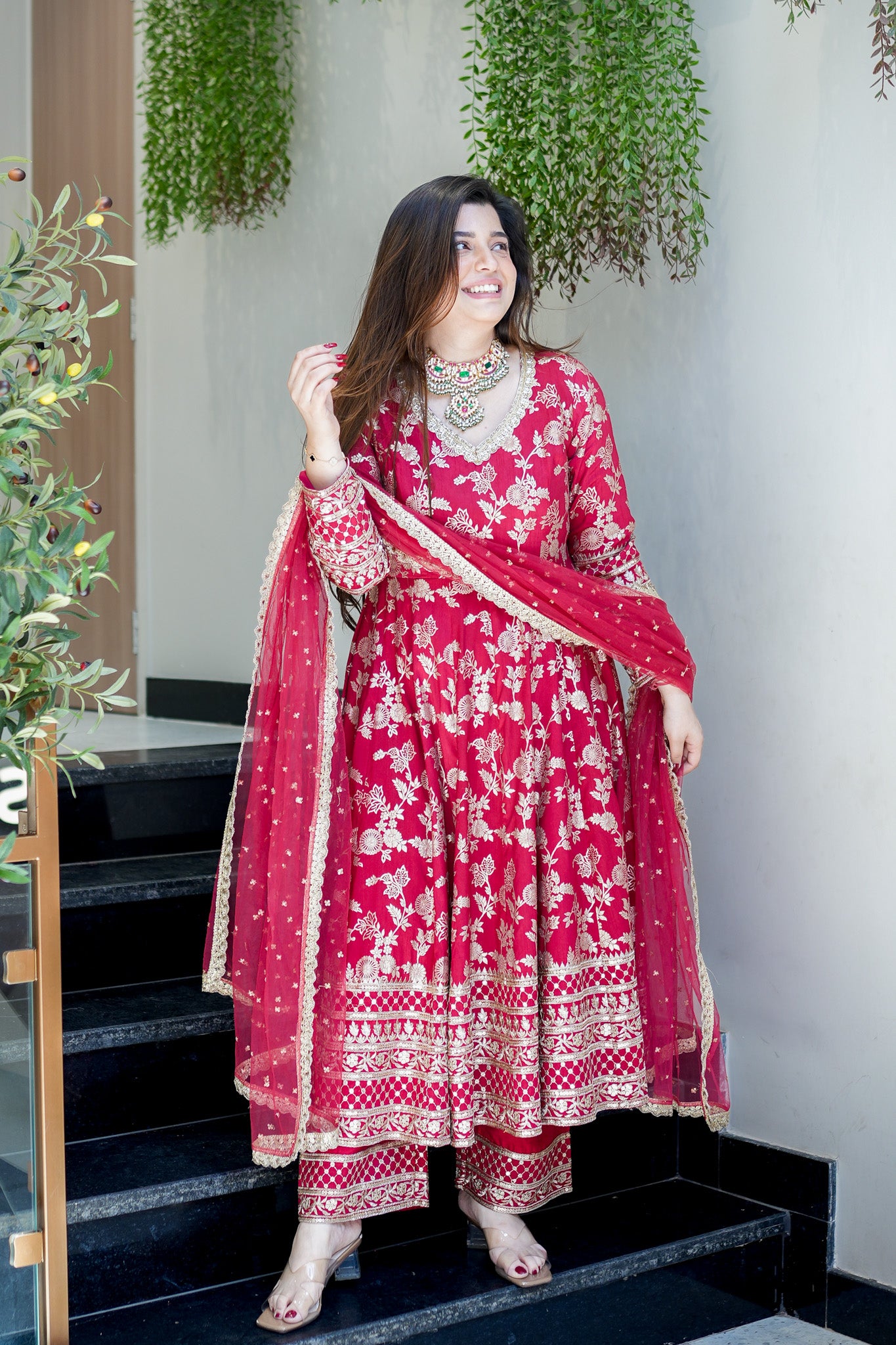 Meira Embroidered Anarkali Suit Set