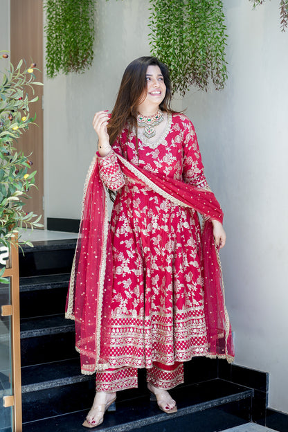 Meira Embroidered Anarkali Suit Set
