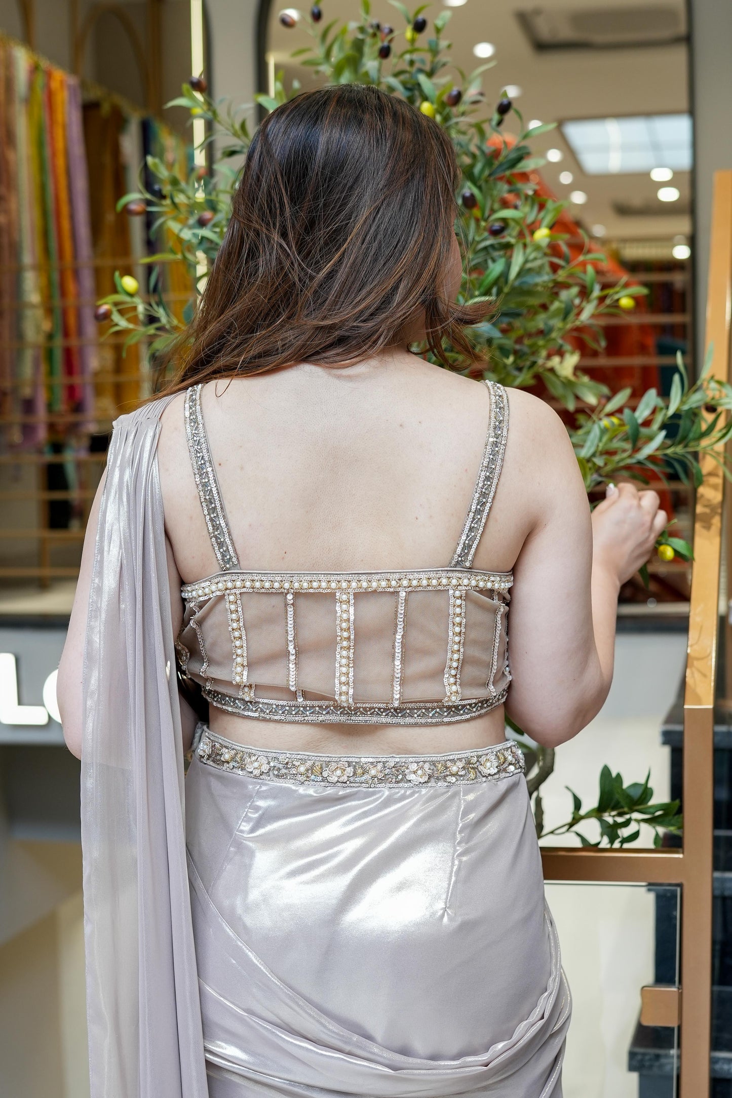 Kavi Golden Hand Embroidered Drape Saree