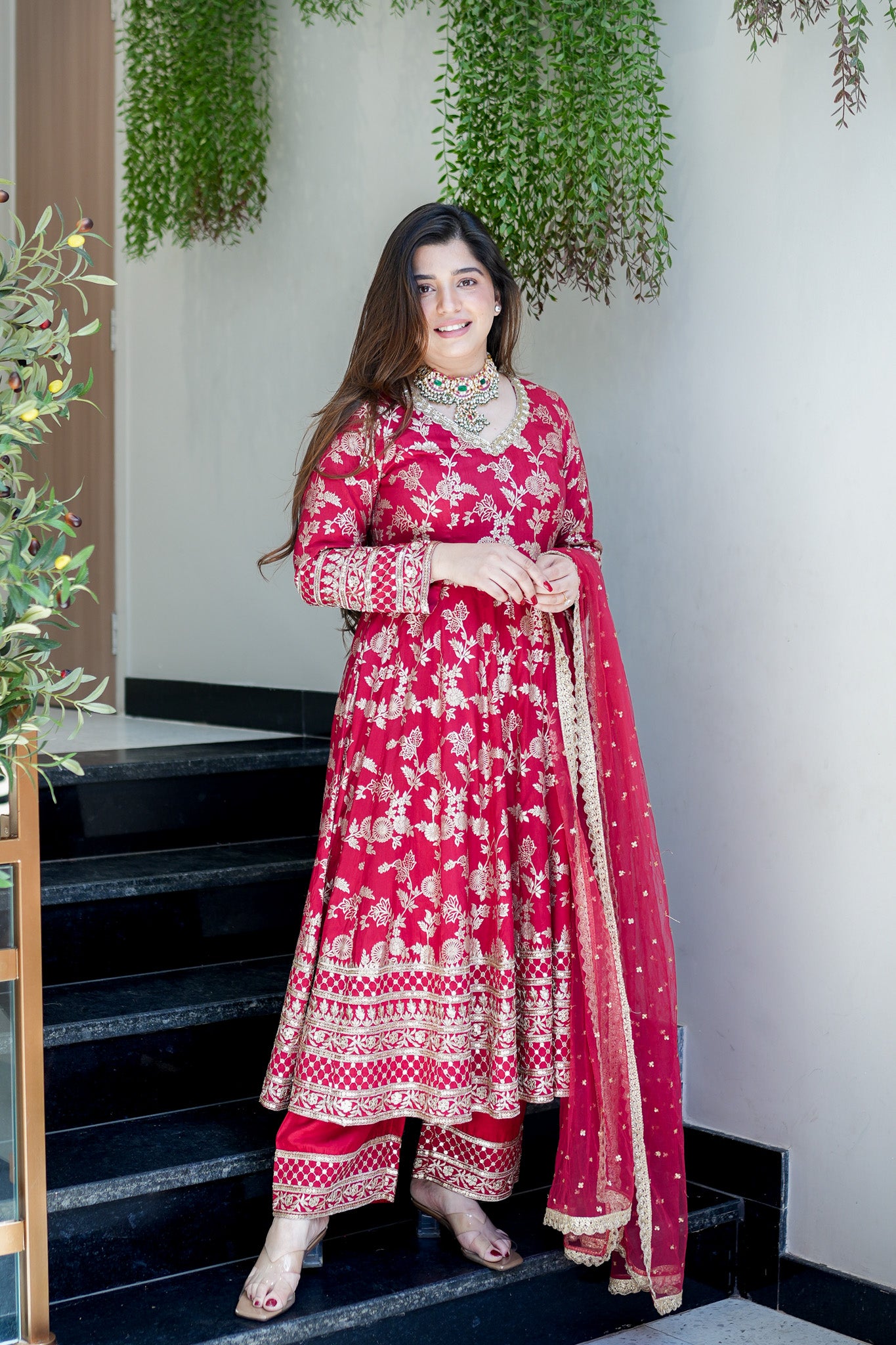Meira Embroidered Anarkali Suit Set