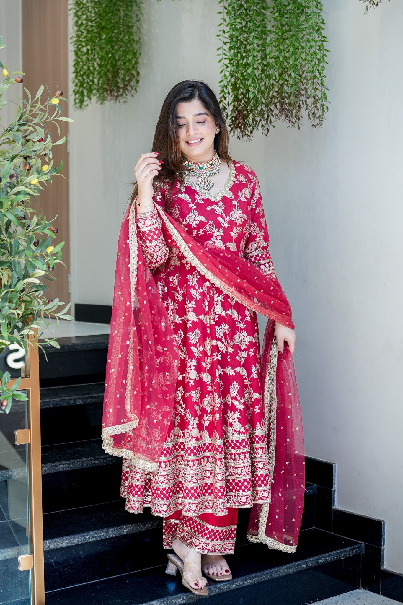 Meira Embroidered Anarkali Suit Set