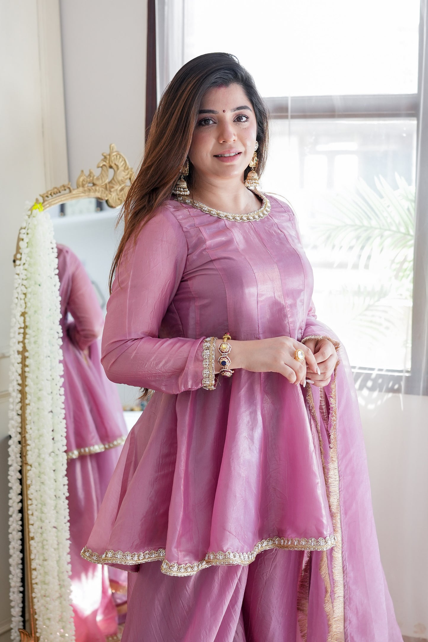 Sahina Pink Embroidred Garara Set